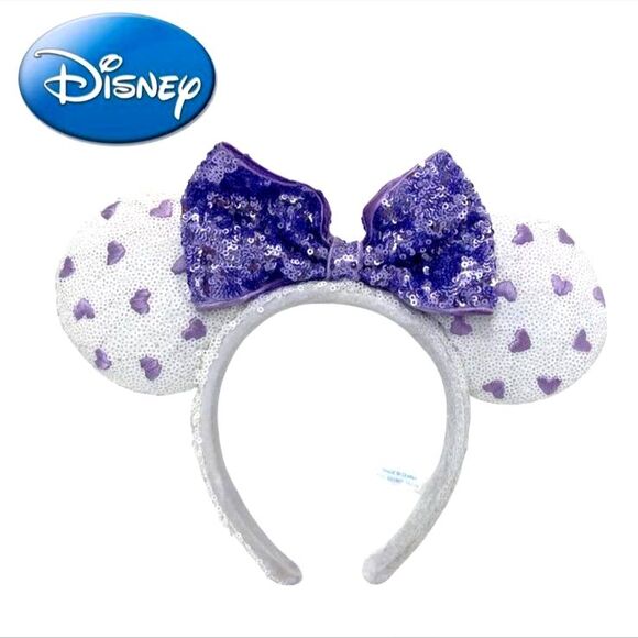 Disney Parks Minnie Ears NWT Purple Heart Sequin Bow Headband